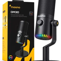 DM30 Black Gaming Microphone for PC, USB Programmable Condenser Microphone-14
