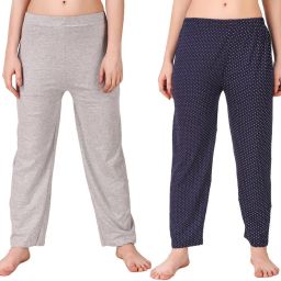 Pack of 2 Stylish And Comfortable Cotton Pyjama for Women Pack of 2(Grey Navy Pack of 2) Women Pyjama-image-4