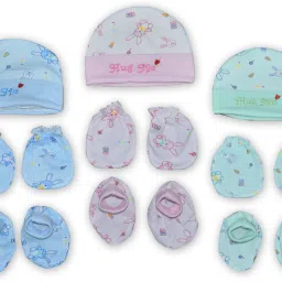 Newborn Baby Cotton Cap, Mittens & Booties Set (Pack of 3) | Rabbit Print-picture-15