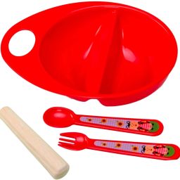 Supper Hero Feeding Bowl with Spoon, Fork & Wooden Masher- Polypropylene-15