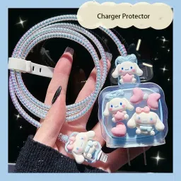 VAPRIF Charger Cover For iPhone 18W-20W Charger|3D Cute Two White Puppy Design | Spiral Cable Protector-image-98
