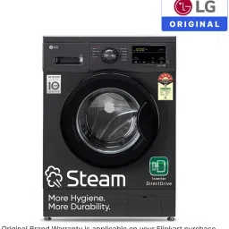 lg 7 kg 5 Star with Steam, Inverter Direct Drive Technology, 6 Motion DD, Touch Panel and 1200 RPM Fully Automatic Front Load with In-built Heater Black, Grey image 2