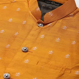 SOJANYA Men Grey Kurta with Churidar & Nehru Jacket image 2