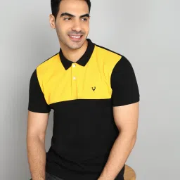 Men Colorblock Polo Neck Cotton Blend Black T-Shirt-image-70