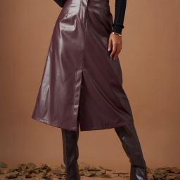 Women Solid A-line Maroon Skirt-image-29