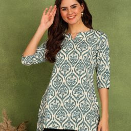 Women Floral Print Cotton Blend Tunic Kurta-image-4