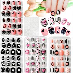 Kids Press on Nails Children Acrylic Fake Nails, Lovely Press on Fake Nails Multi Color-image-2