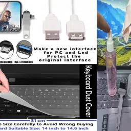 ANJO KeyboardLEDMous-WristPad-Hub-3n1Cl-OTG2n1-Ext-LED-Skin-14.6iScrn&KeyGuard&Sleeve Combo Set image 4