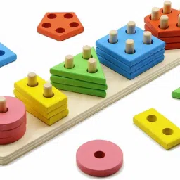 Wooden Geometry Shape Sorting Board Building Shapes Toy-18