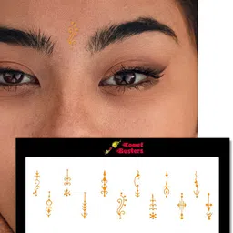 Comet Busters 12 Pcs Reusable Designer Bindis - Orange image 2
