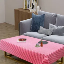 Dakshya Industries Pink & White Geometric Printed Waterproof 4-Seater Table Cover image 4