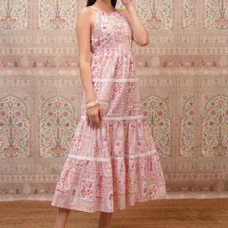 Vishudh Ethnic Motifs Print A-Line Midi Dress image 3