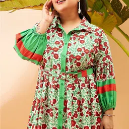 SASSAFRAS Curve Plus Size Floral Printed Fit & Flare Midi Dress image 3