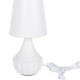 TAYHAA White Designer Table Lamp with a Star Design Shade image 3