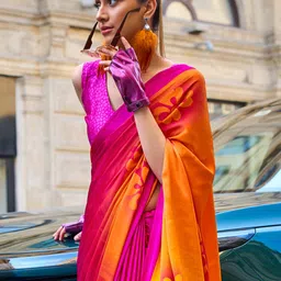 Sangria Floral-Printed Satin Sarees-image-68