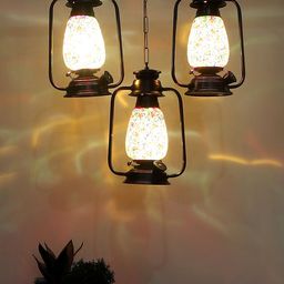 Devansh White & Yellow Antique Mosaic Design Lantern Ceiling Lamp image 5
