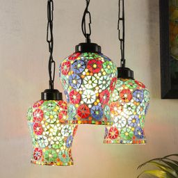 Devansh Multicolor Mosaic Glass Cluster Hanging Lamp image 2