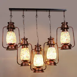 Devansh White & Red Antique Cluster Lantern Ceiling Lamp image 2