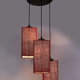 Devansh Maroon Jute Square Cluster Hanging Lamp image 5
