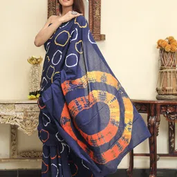 TROPWEAR Mulmul Cotton Block Print Saree image 3