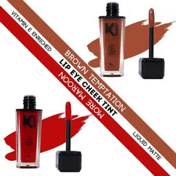KINDED Set of 2 Lip Eye Cheek Tint with Vitamin E - Brown Temptation 06 & More Maroon 09-11