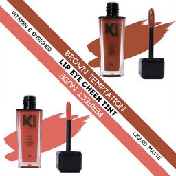 KINDED Set of 2 Lip Eye Cheek Tint with Vitamin E - Brown Temptation 06 & Perfect Nude 10-13