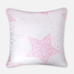 SWAYAM White & Pink Set of 2 Abstract Square Cushion Covers image 2