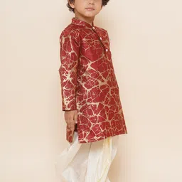 Sethukrishna Boys Mandarin Collar Abstract Printed Kurta with Dhoti Pants image 3