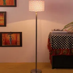 Flamingo Multicolour Cottan Fabric Shade Club Floor Lamp With Steel Base By New Era-picture-38