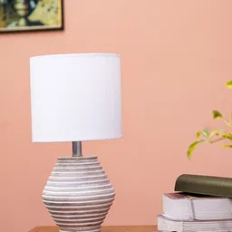 Pinecraft INTERNATIONAL White Atury Table Lamp With Cylinder Shade image 2