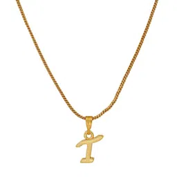 Estele Gold-Plated Initial T Pendant With Chain image 3