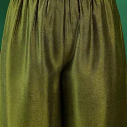 Sangria Olive Green Zari Sequence Embroidered A-Line Kurta With Palazzos & Dupatta image 4