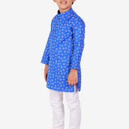 Pro-Ethic STYLE DEVELOPER Boys Blue & White Printed Regular Kurta with Pyjamas image 2