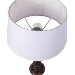 Homesake Brown & White Solid Bedside Standard Table Lamp with Shade image 3