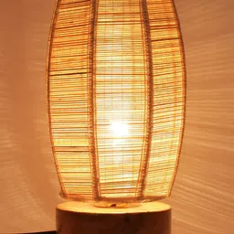 Devansh Beige Self Design Traditional Column Lamp with Shade image 4