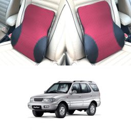 Black, Red Fabric, Leatherite Car Pillow Cushion for Tata-image-98