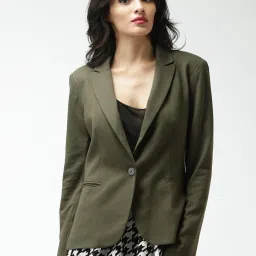 Women Solid Single Breasted Casual Blazer-image-15