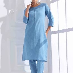 Women Pure Cotton Kurti Pant Set-image-70