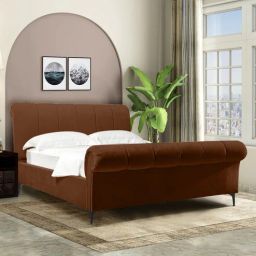 casacraft from pepperfry Perfect Upholstered Queen Size Bed In Dark Brown Color-picture-39