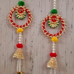 Nutts Handcrafted Decorative Moti Chudi Shubh_Labh Gota Ball Hanging Toran-picture-17