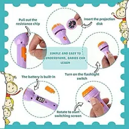 amaflip 3 Slids,24 Patterns Projector Flashlight Torch, Kids Projection(multi color) image 2