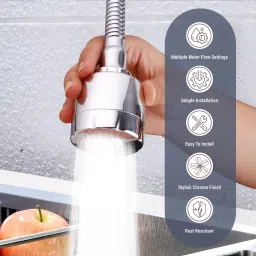 robustt 360° Rotating Tap Extension for Kitchen Sink | 2 Flow Modes with Button Control Faucet Nozzle image 2