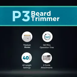 VEGA Power Series P-3 Beard Trimmer for Men with Digital Display Trimmer 160 minRuntime 40 Length Settings image 2