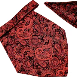 VOICI Men's Paisley Maroon & Red Color Pocket Square Cravat-image-28
