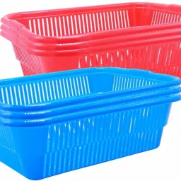 Plastic Prime Natasha 1013 Multipurpose Basket, Set of 6 Pc, 4 Ltr, Red Blue Plastic Fruit & Vegetable Basket-image-72
