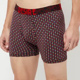 T.T. Mens Desire Printed Long Top Elastic Pure Cotton Trunk Pack of 2 Anthra::Maroon image 2