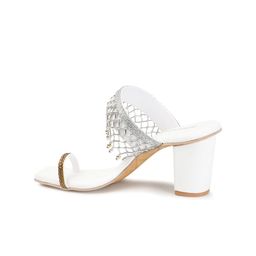 Anouk White Embellished Open Toe Block Heels image 4
