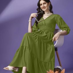 Self Design Crepe Stitched Anarkali Gown-image-1