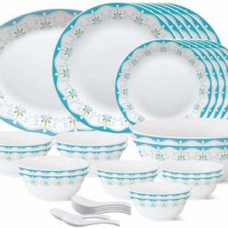 Pack of 33 Opalware Royal Jade {{1-Piece 13" Rice Plate}} {{6-Piece 11" Full Plate}} {{6- Piece 7" Quarter Plate}} {{6- Piece 4.5" Veg Bowl}} {{2-Piece 8" Serving Bowl}} {{6-Piece 5" Soup Bowl}} {{6- Piece Spoons}} Dinner Set-image-6