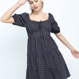 tokyo talkies Women A-line Black Above Knee/Mid Thigh Length Dress-picture-35